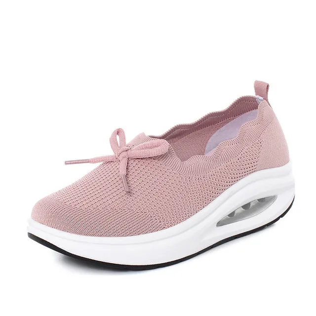 GS Knit Air | Ergonomische dames sneaker met dikke zool en strik