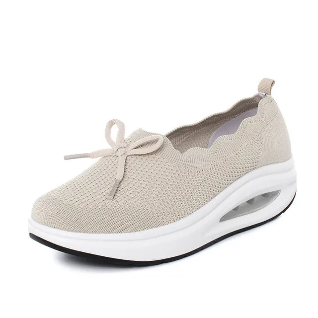 GS Knit Air | Ergonomische dames sneaker met dikke zool en strik
