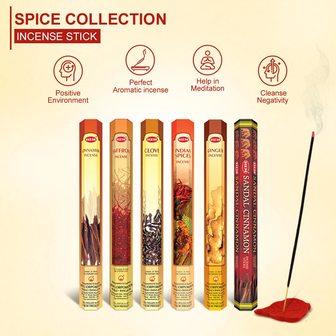HEM Spice Collection Incense Sticks combo pack of 6 (20 Sticks Each)