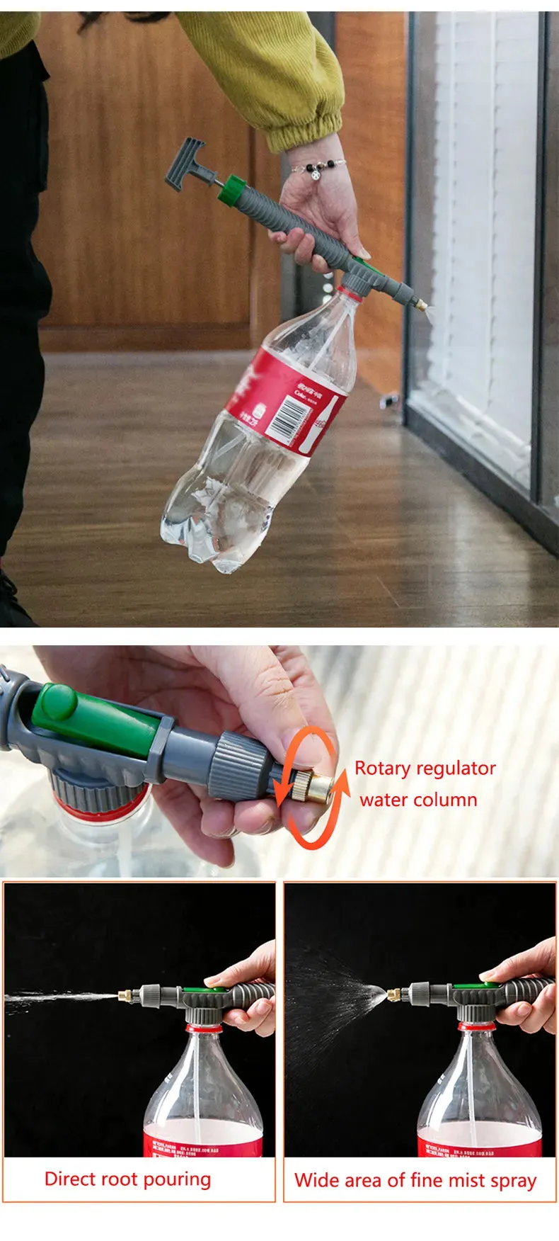 High Pressure Air Pump Manual Sprayer Adjustable Drink Bottle Spray Head Nozzle Garden Watering Tool Sprayer Nozzle Agriculture Tools