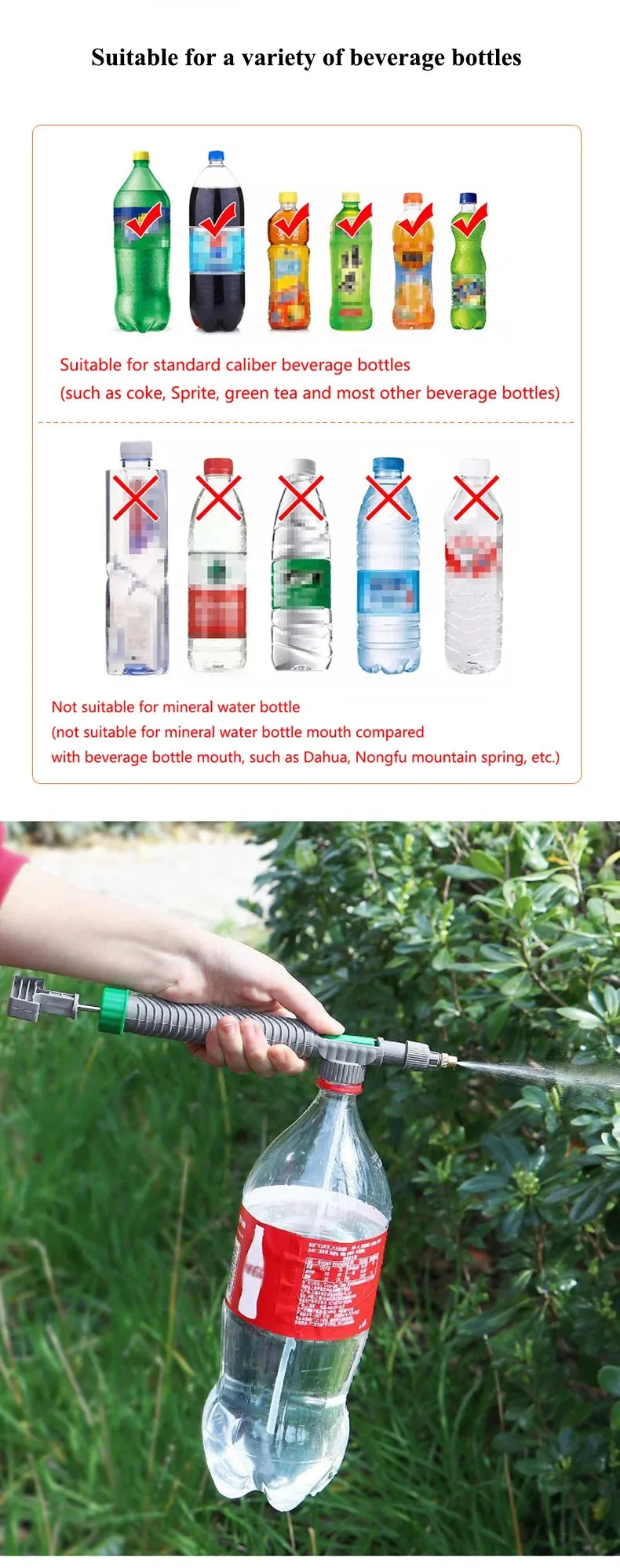 High Pressure Air Pump Manual Sprayer Adjustable Drink Bottle Spray Head Nozzle Garden Watering Tool Sprayer Nozzle Agriculture Tools