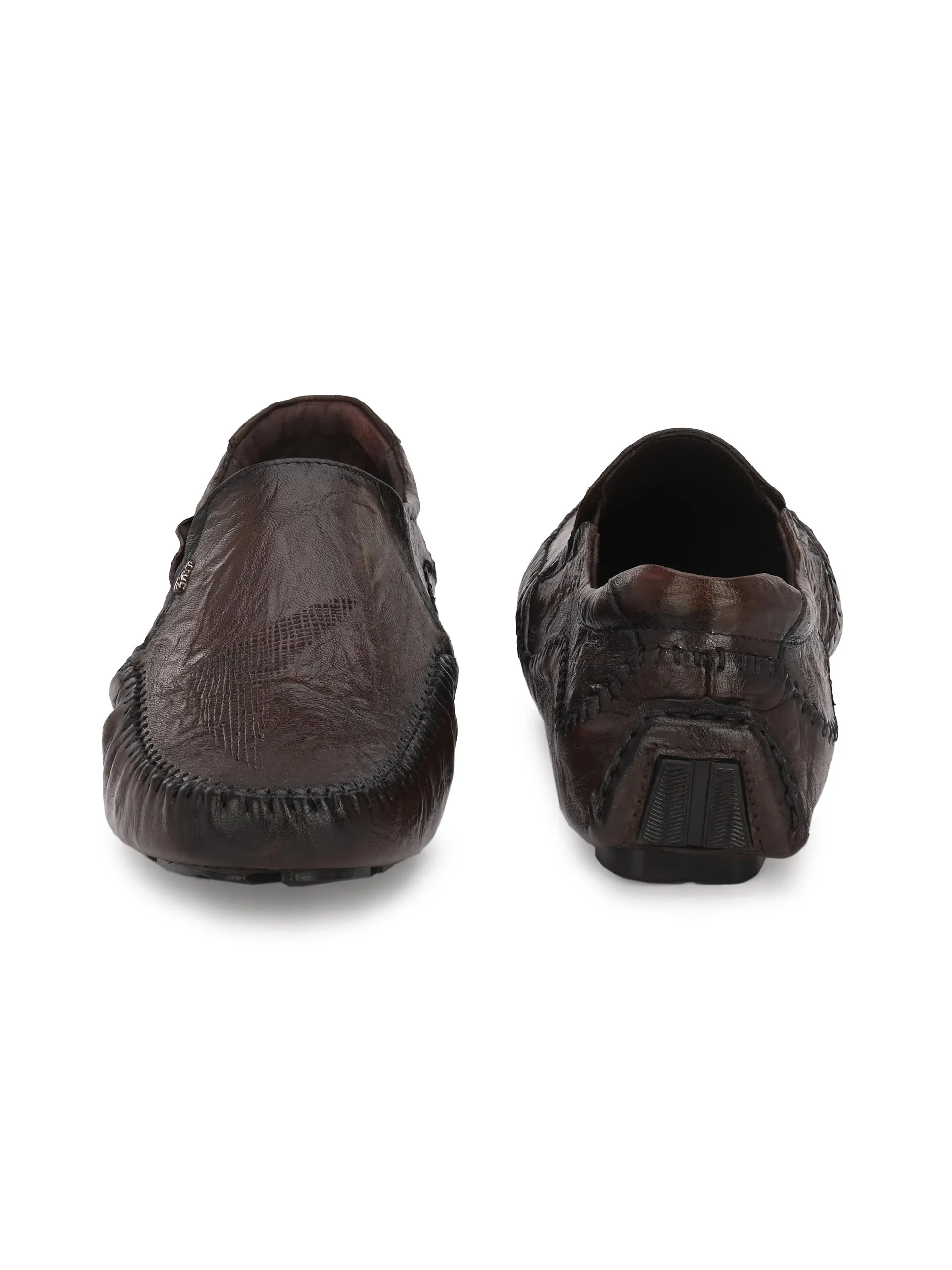 Hitz Men's Brown Leather Slip On Loafer Shoes