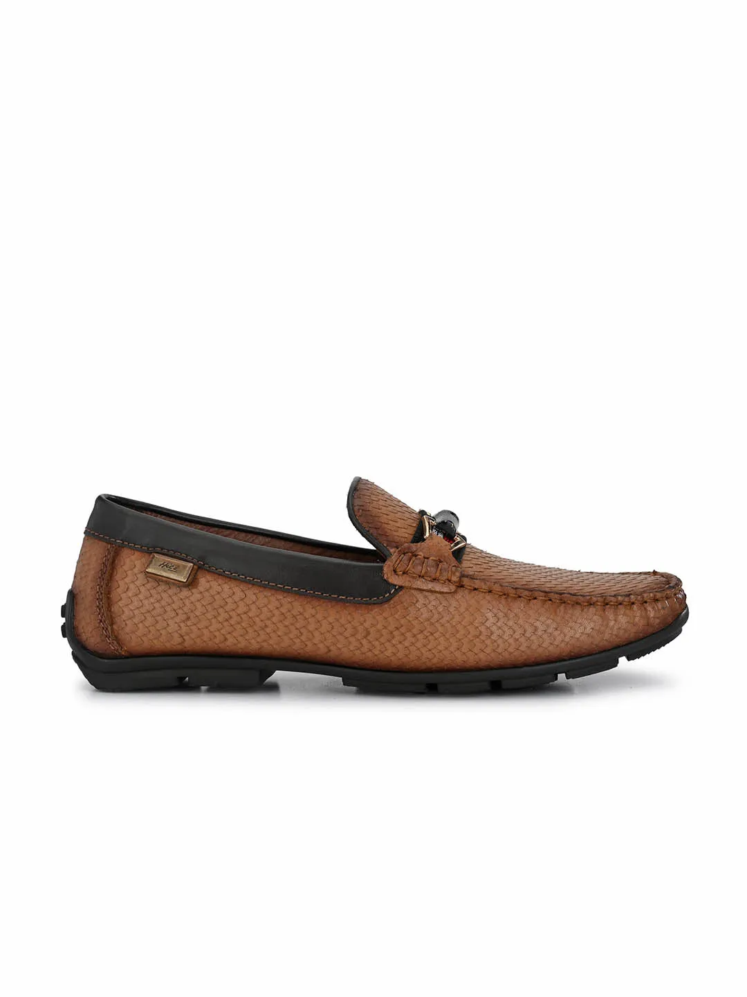 Hitz Men's Tan Leather Slip-On Loafer Shoes