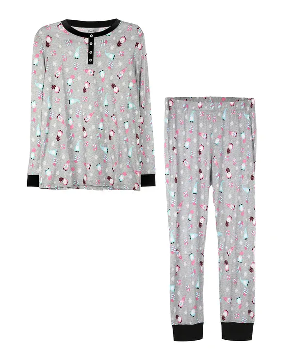 Holiday Gnomes 2 pieces PJ Set In Grey - MeMoi