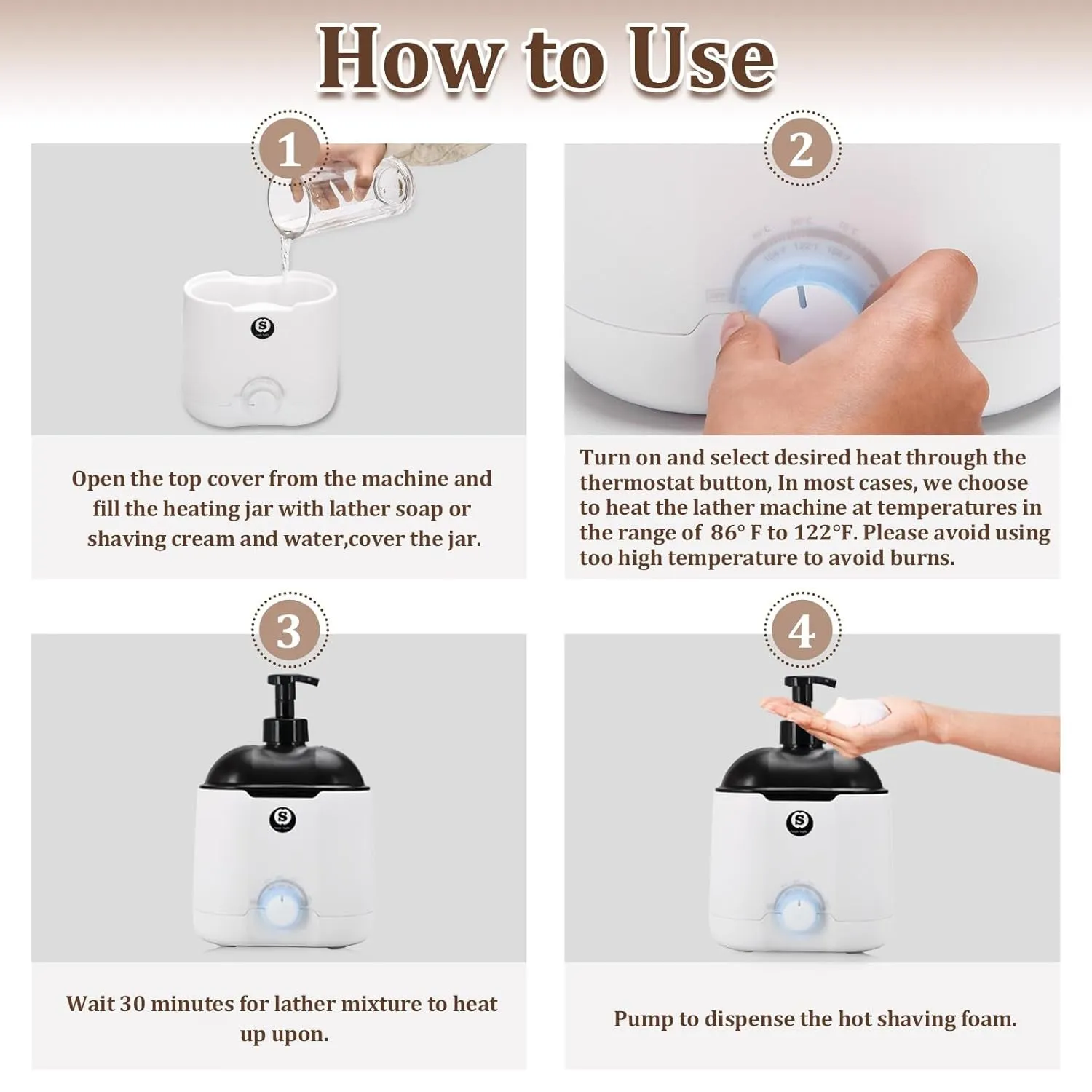 Hot Lather Machine SANGLE Sopffy,Shaving Cream Warmer for Men 800ML Large Capacity Heated Shaving Cream Dispenser for Home Salon Barber Shop Spa with 2 Pumps,Christmas and Birthday Gift(Black)