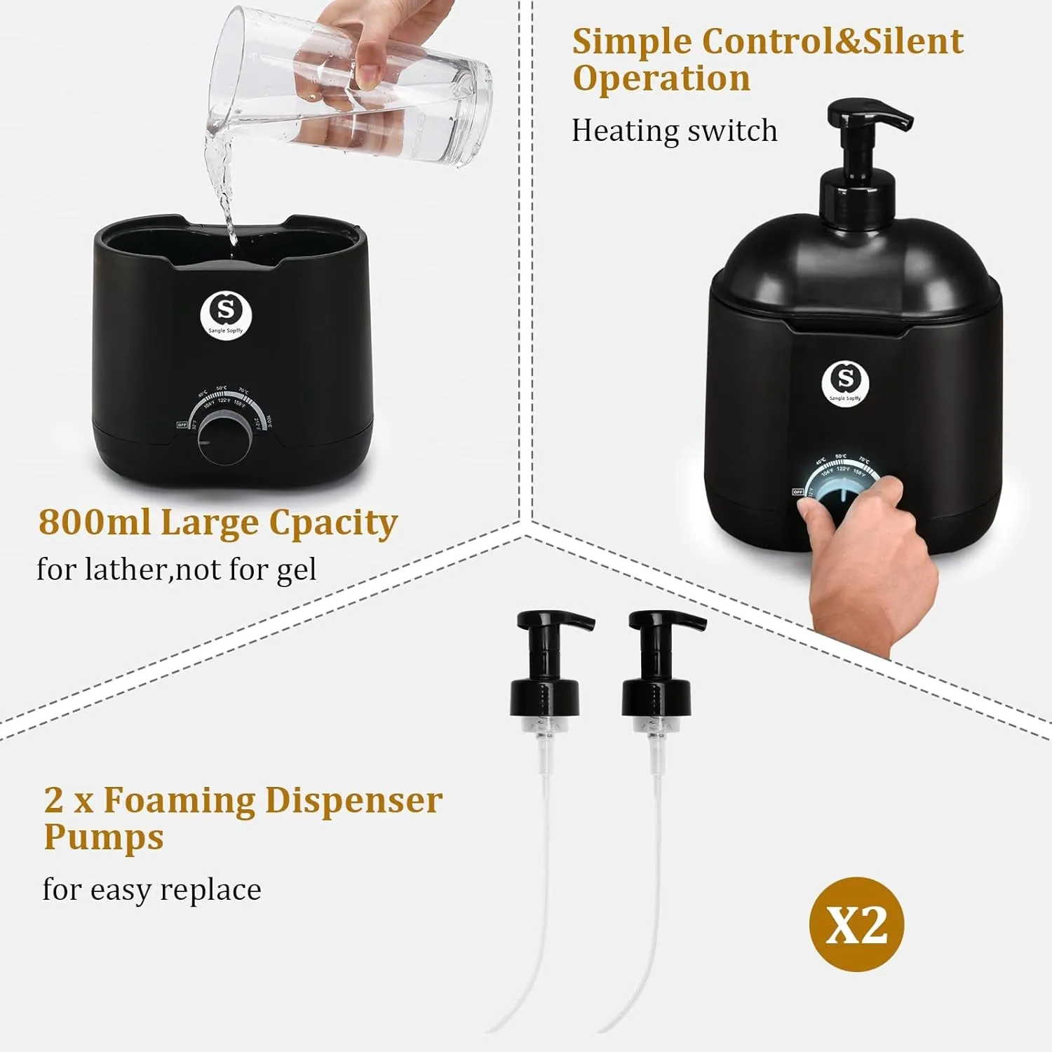 Hot Lather Machine SANGLE Sopffy,Shaving Cream Warmer for Men 800ML Large Capacity Heated Shaving Cream Dispenser for Home Salon Barber Shop Spa with 2 Pumps,Christmas and Birthday Gift(Black)