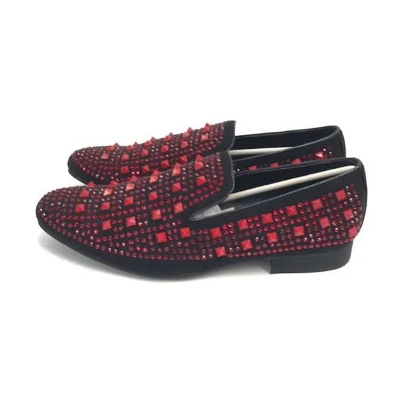 🎊HP🎊 Men's Amali Black Red Smoking Loafer Embellished