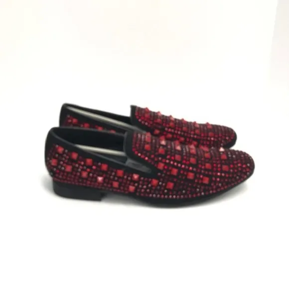 🎊HP🎊 Men's Amali Black Red Smoking Loafer Embellished