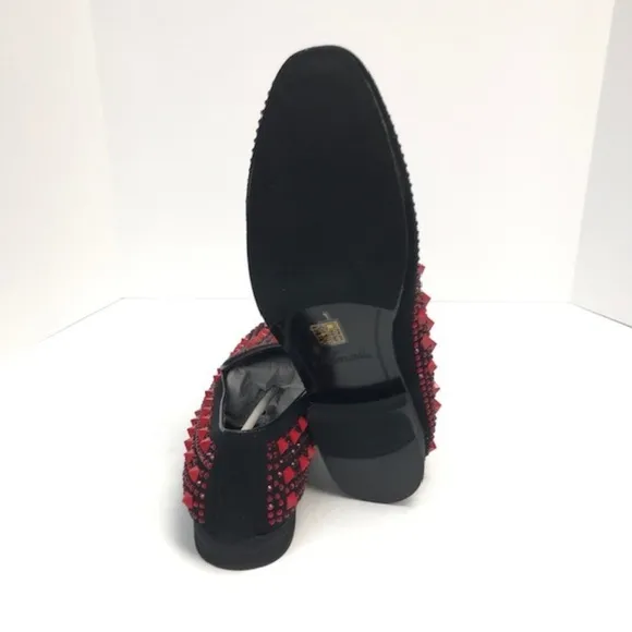 🎊HP🎊 Men's Amali Black Red Smoking Loafer Embellished