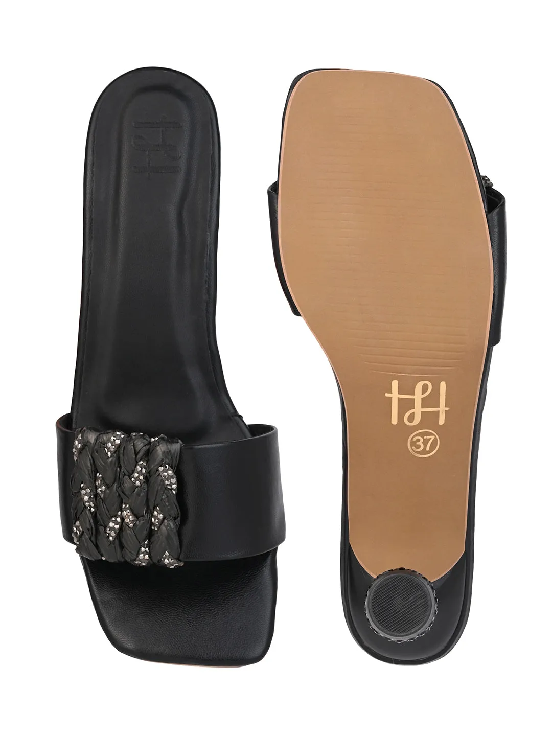 Hydes N Hues Black kitten Heel Sandal