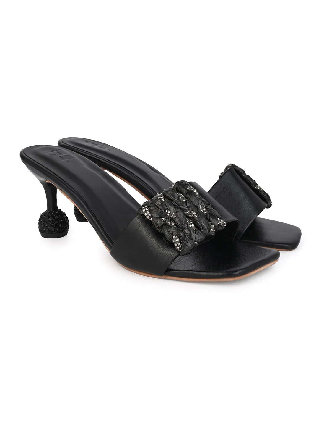Hydes N Hues Black kitten Heel Sandal