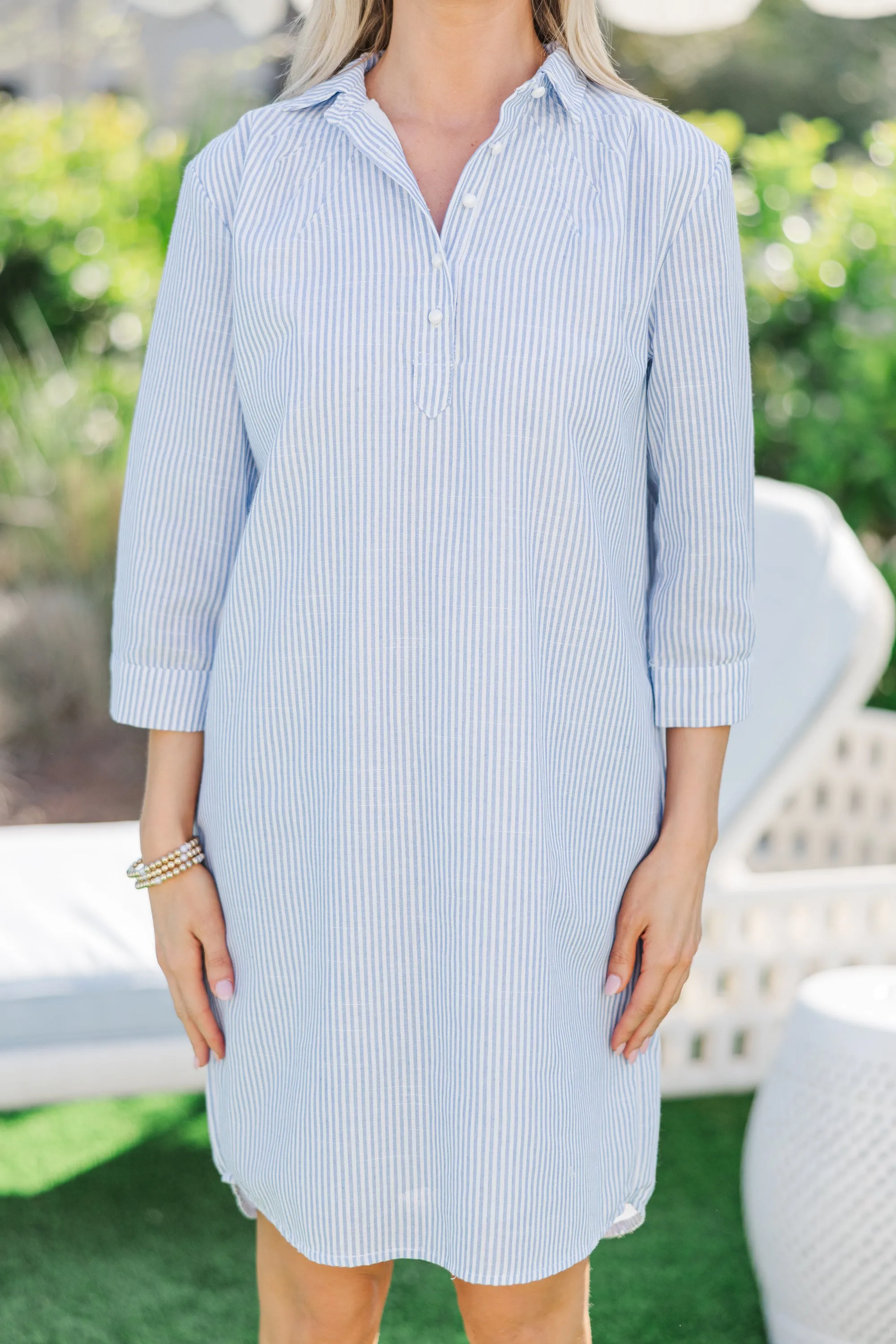 In Plain Sight Blue Striped Dress