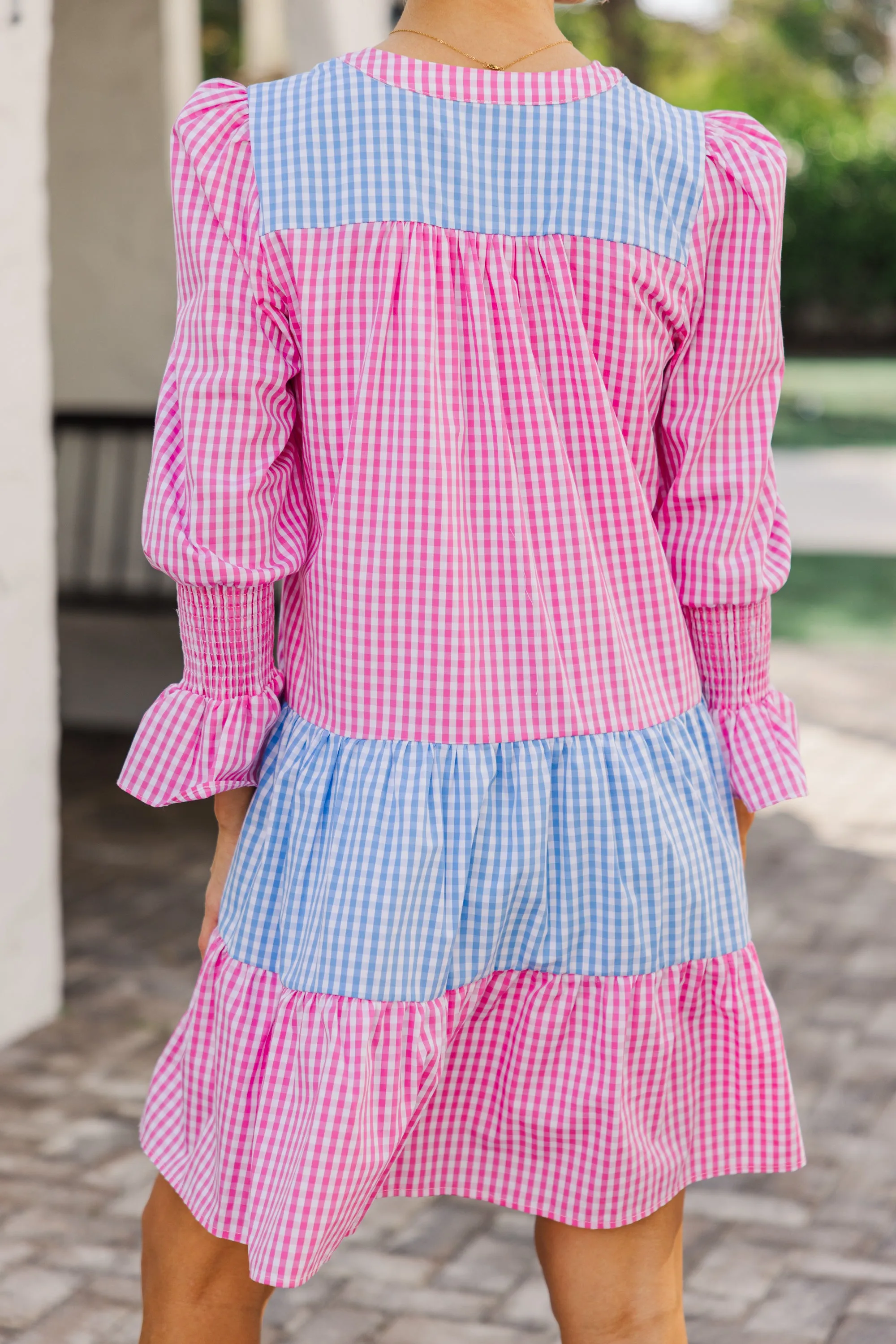In Your Happy Place Pink Gingham Dress