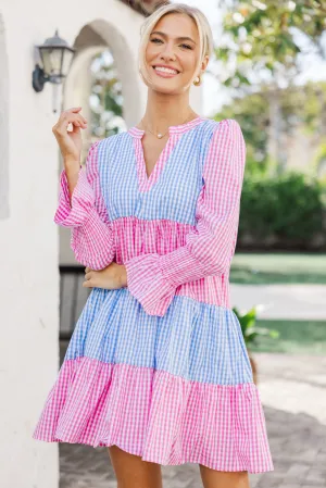 In Your Happy Place Pink Gingham Dress