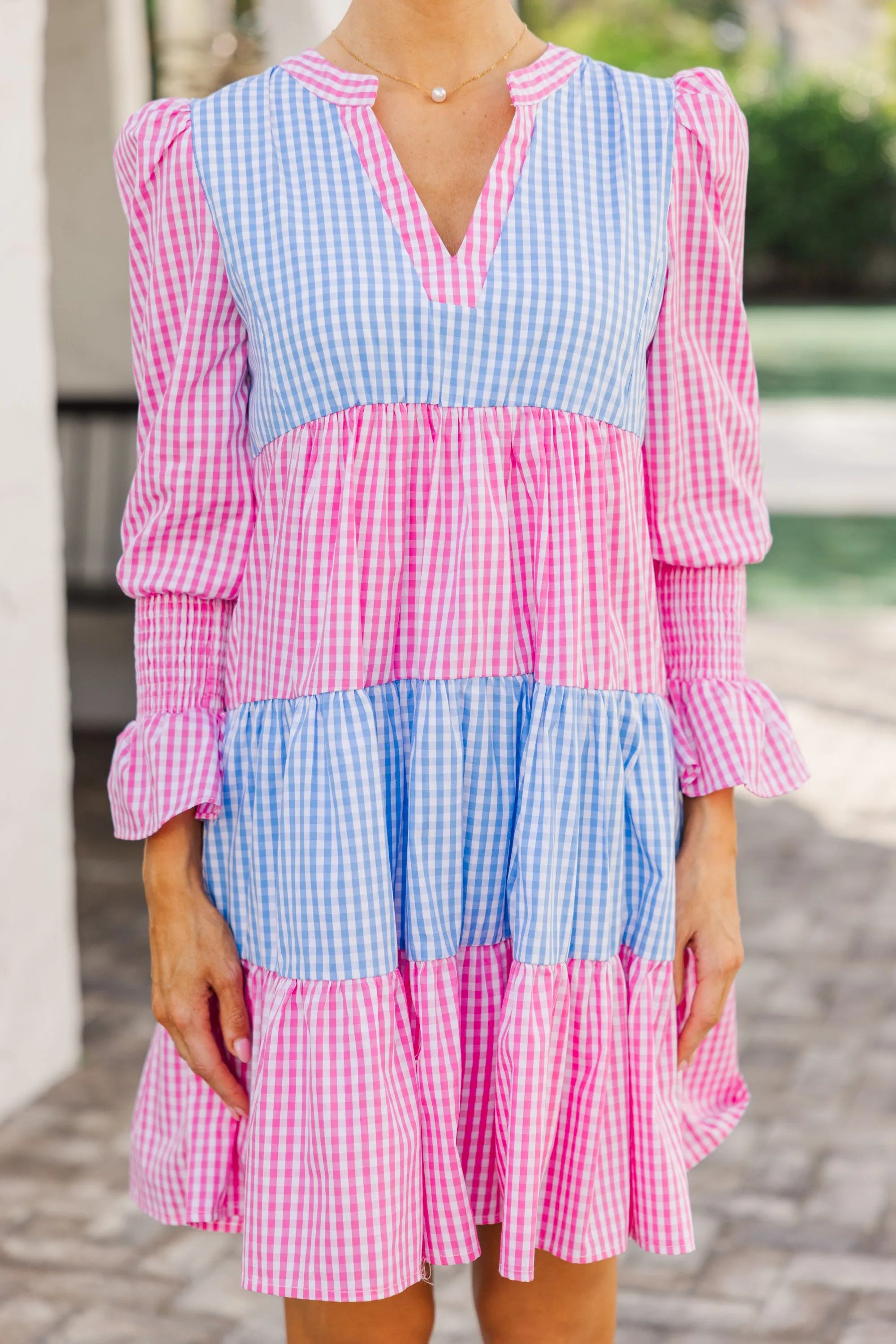 In Your Happy Place Pink Gingham Dress