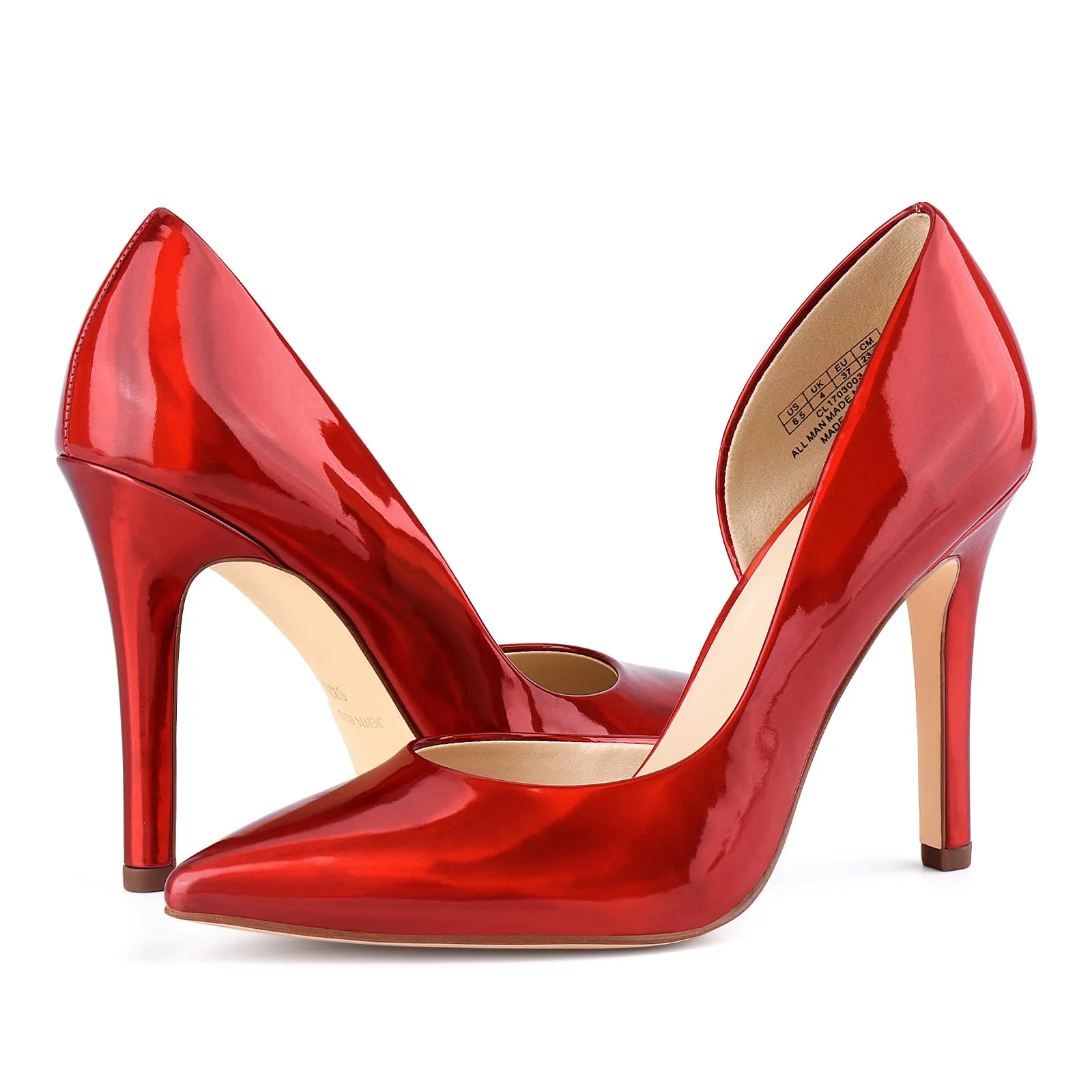 JENN ARDOR Stiletto High Heel Shoes for Women: Pointed, Closed Toe Classic Slip On Dress Pumps Burgundy Red