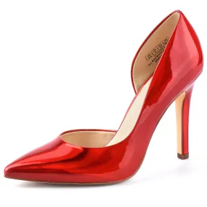 JENN ARDOR Stiletto High Heel Shoes for Women: Pointed, Closed Toe Classic Slip On Dress Pumps Burgundy Red