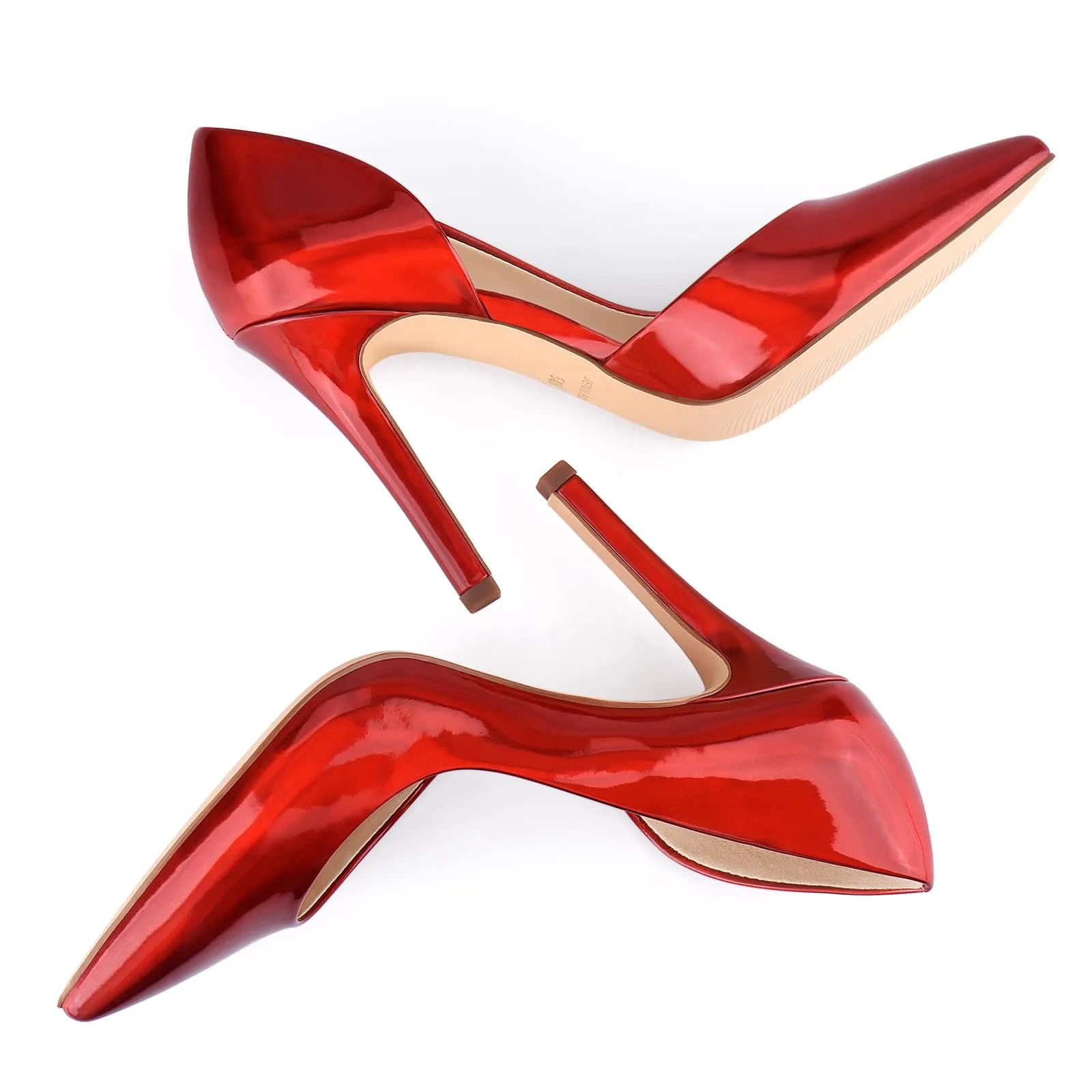 JENN ARDOR Stiletto High Heel Shoes for Women: Pointed, Closed Toe Classic Slip On Dress Pumps Burgundy Red