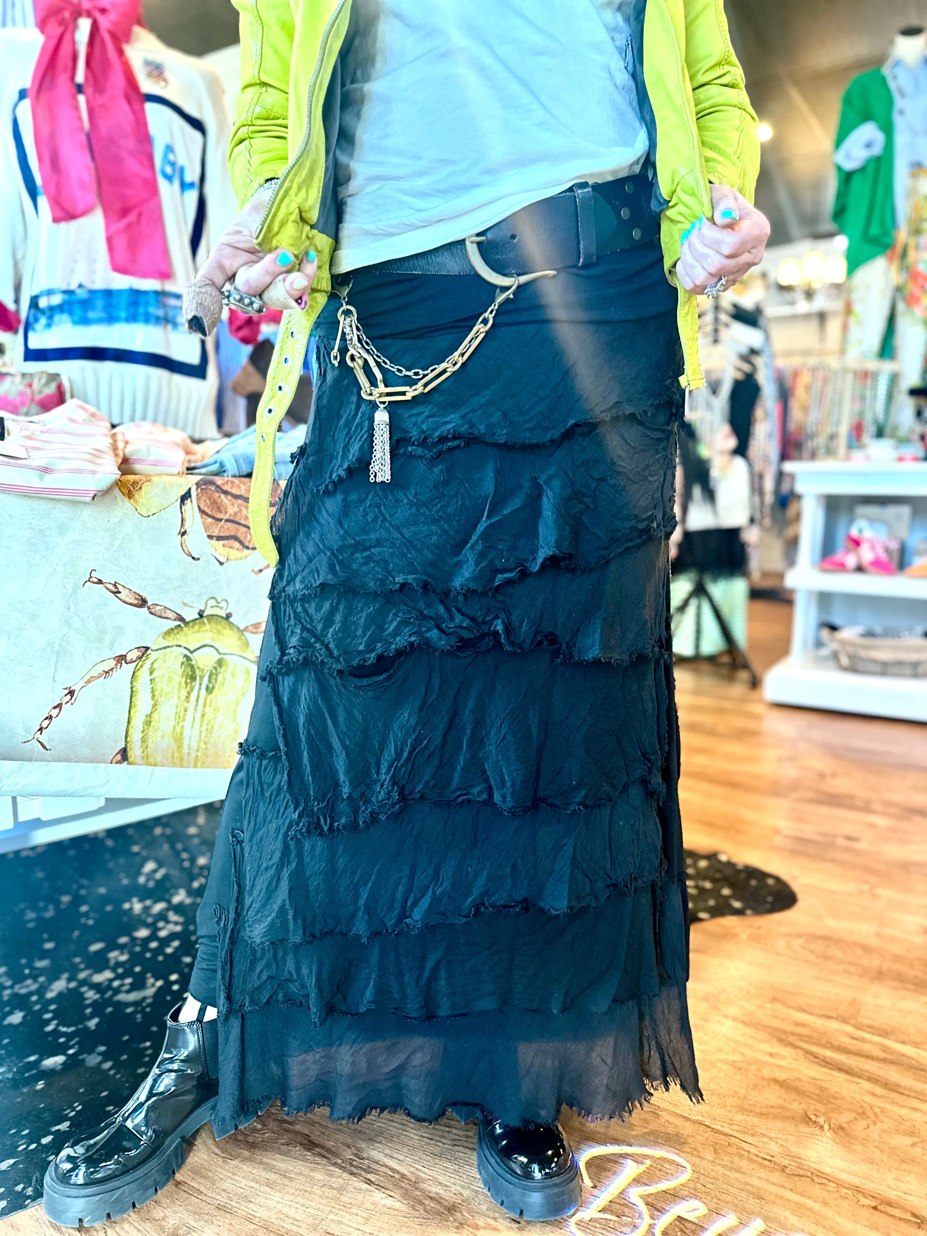 Jersey Layered Skirt in Black