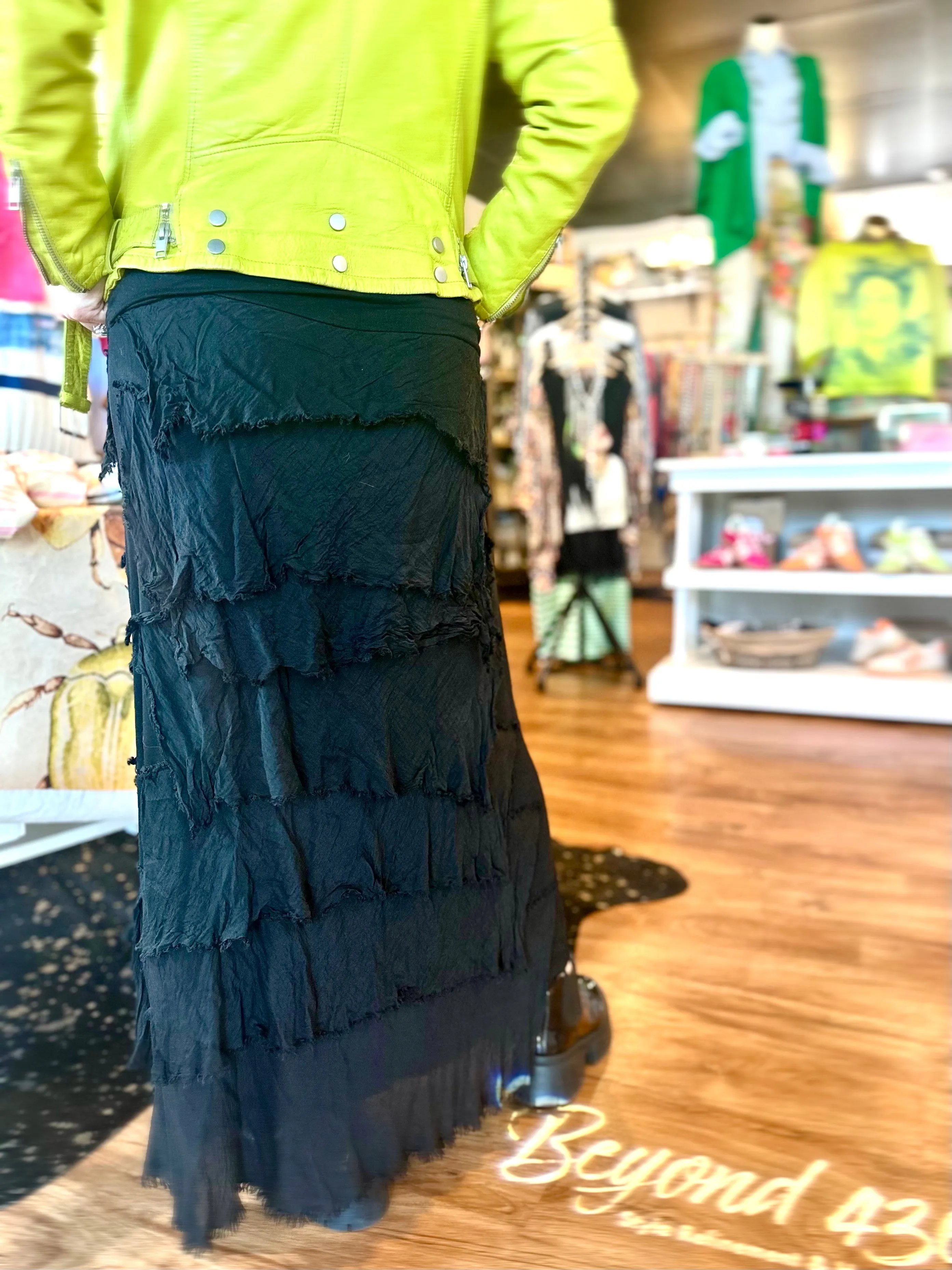 Jersey Layered Skirt in Black
