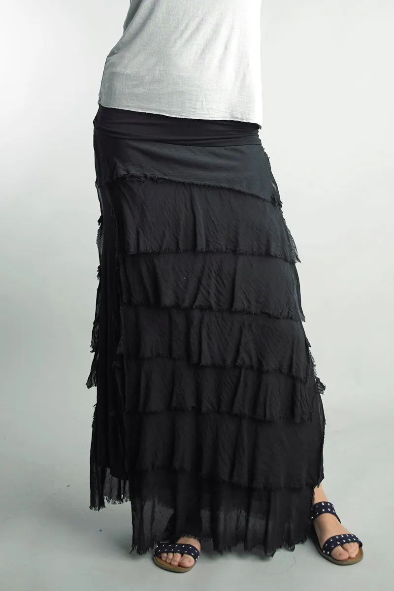 Jersey Layered Skirt in Black