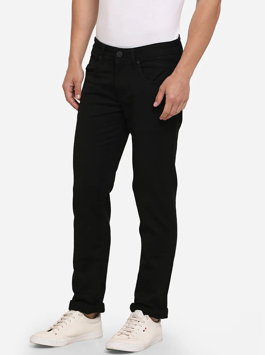 Jet Black Solid Slim Fit Jeans | JadeBlue