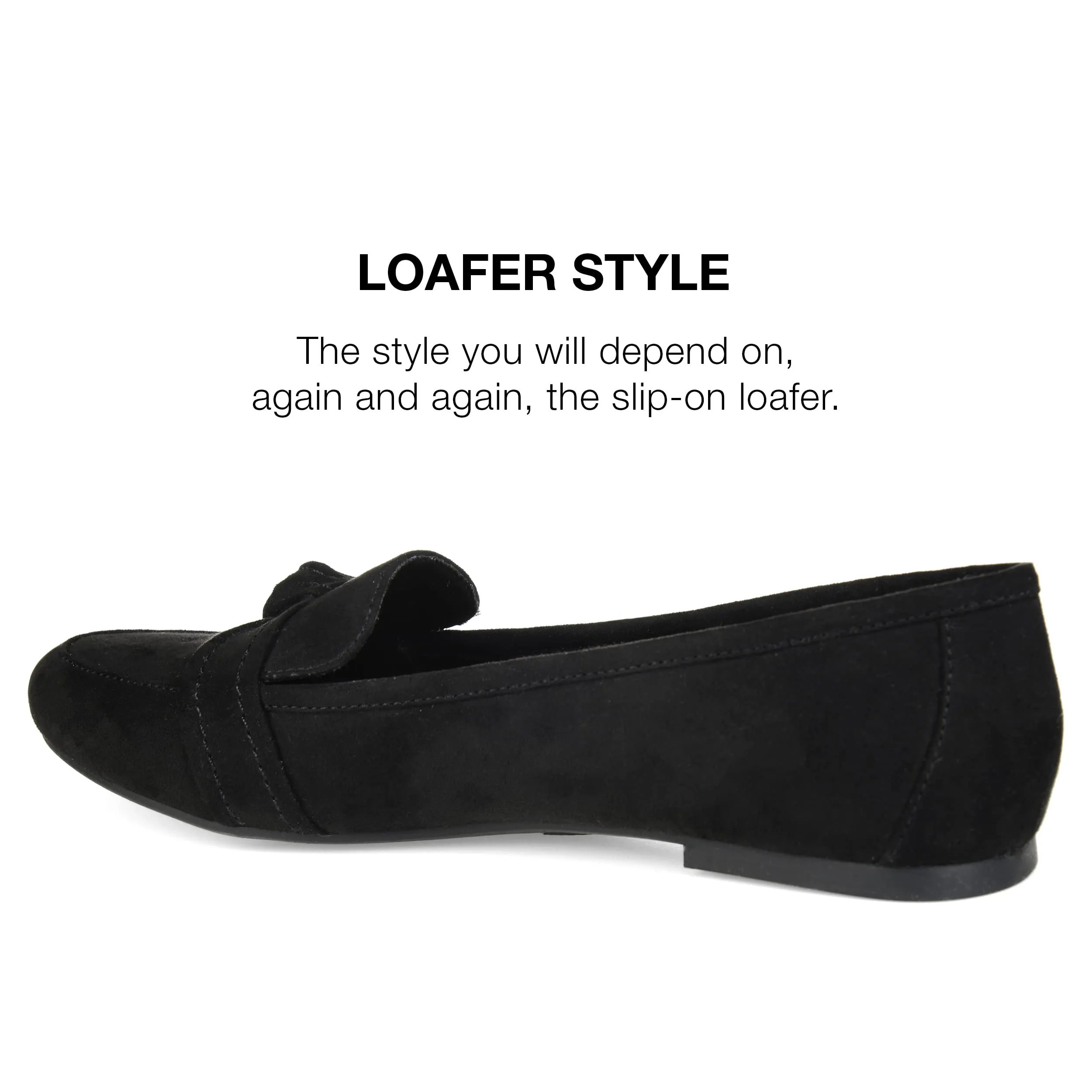 Journee Collection Slip-On Knotted Loafer Flat for Women - Comfortable Marci Round Toe Fashion Dress Shoe - Black, 8.5