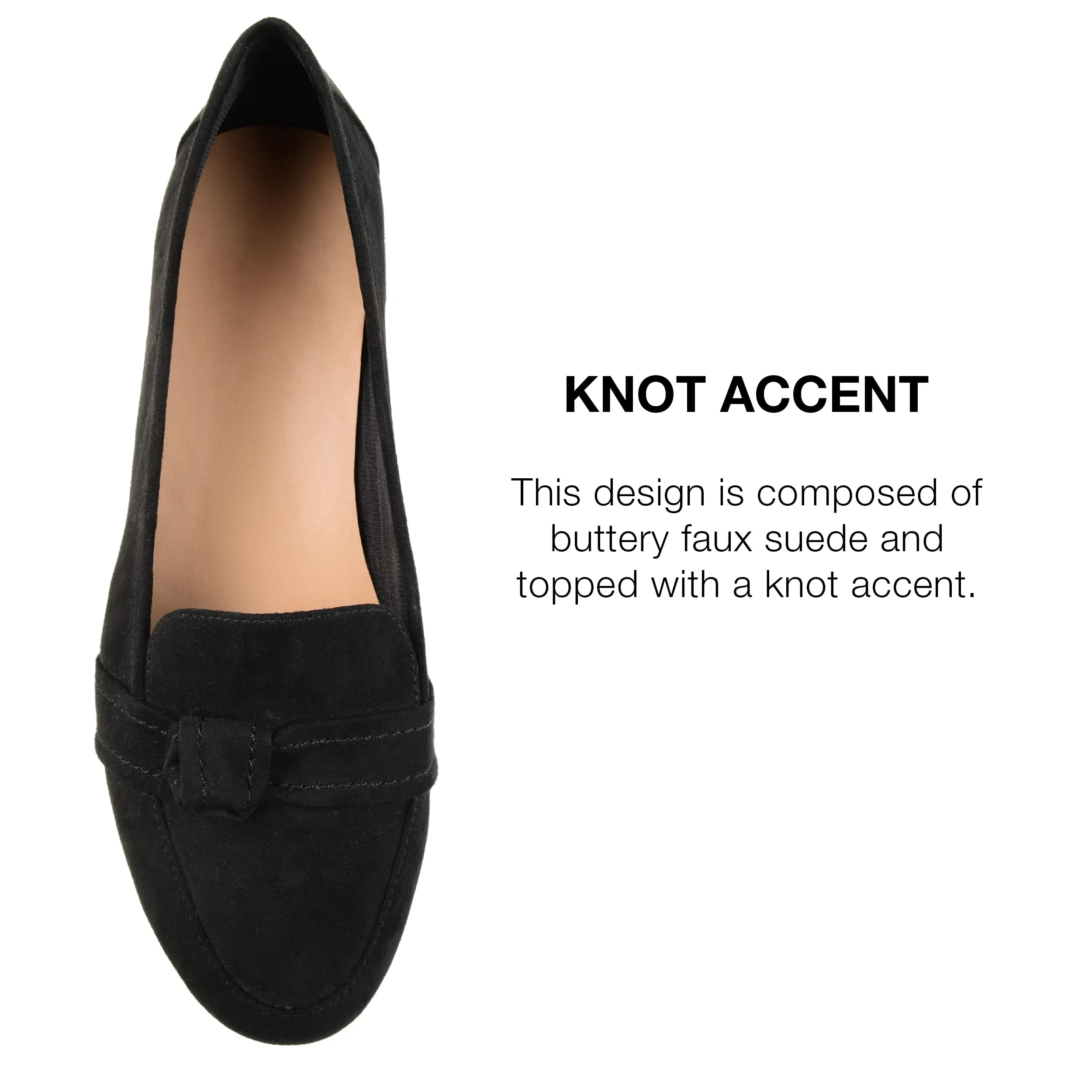 Journee Collection Slip-On Knotted Loafer Flat for Women - Comfortable Marci Round Toe Fashion Dress Shoe - Black, 8.5
