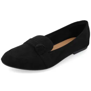 Journee Collection Slip-On Knotted Loafer Flat for Women - Comfortable Marci Round Toe Fashion Dress Shoe - Black, 8.5