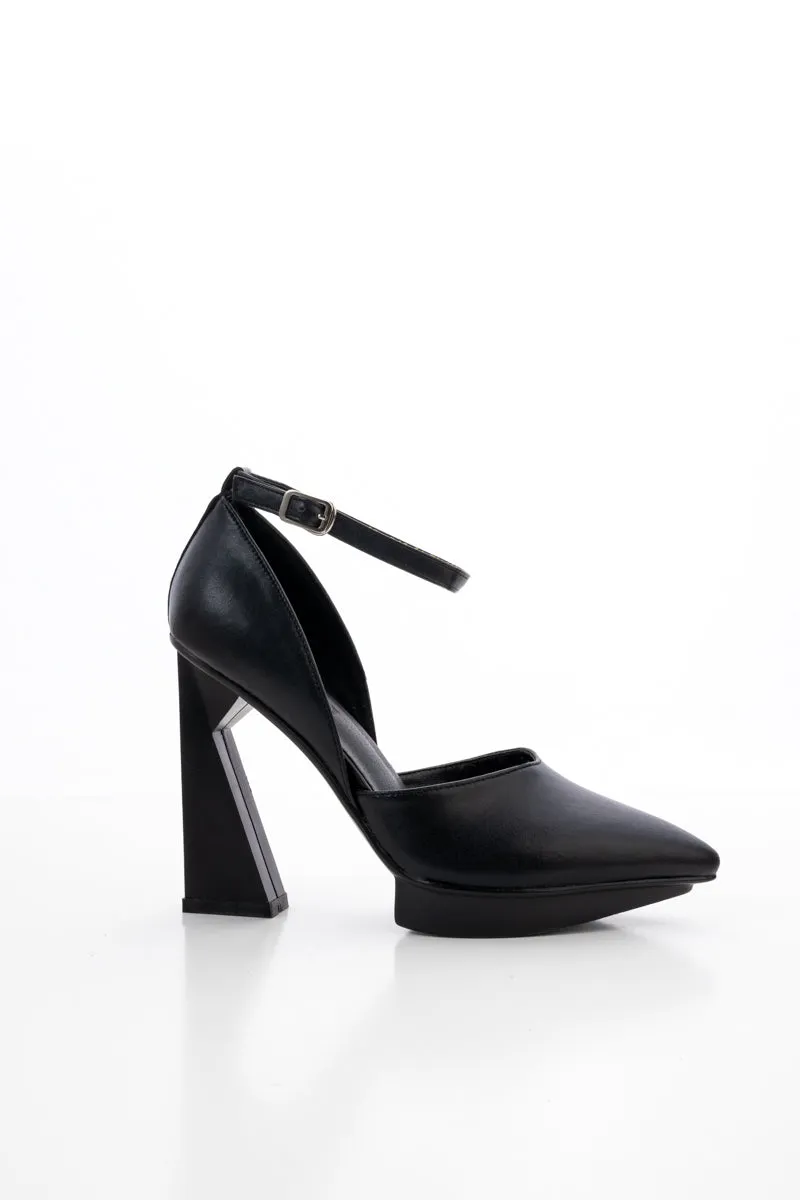 Kaylee Leather Ankle Strap Sandal - Black