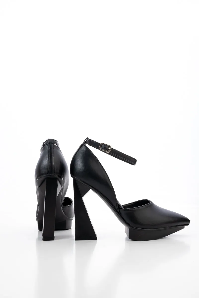 Kaylee Leather Ankle Strap Sandal - Black