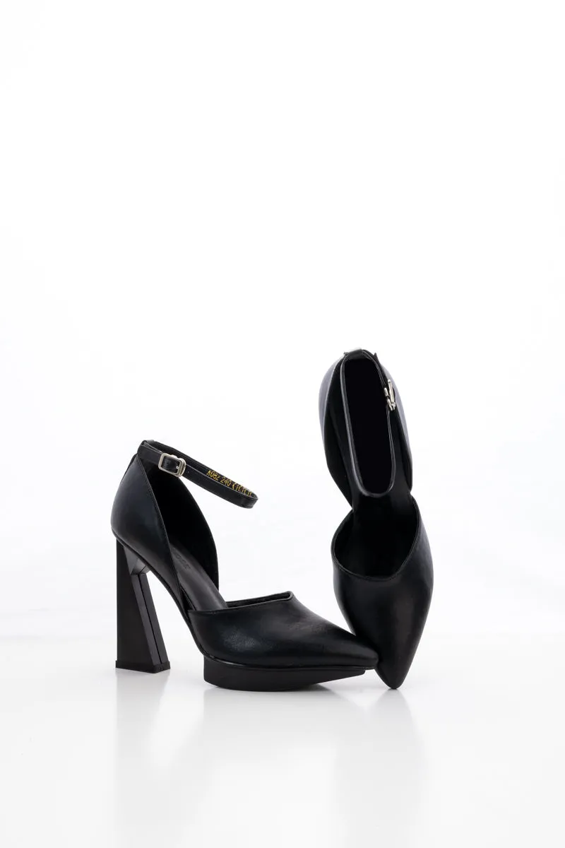 Kaylee Leather Ankle Strap Sandal - Black