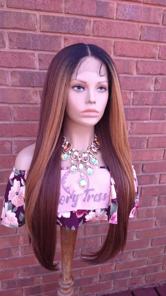 Kinky Straight Lace Front Wig | HD Lace Wig | Natural Yaki Straight Wig | Ombre Auburn Wig, Glory Tress, African American Wig -  GRACEFUL