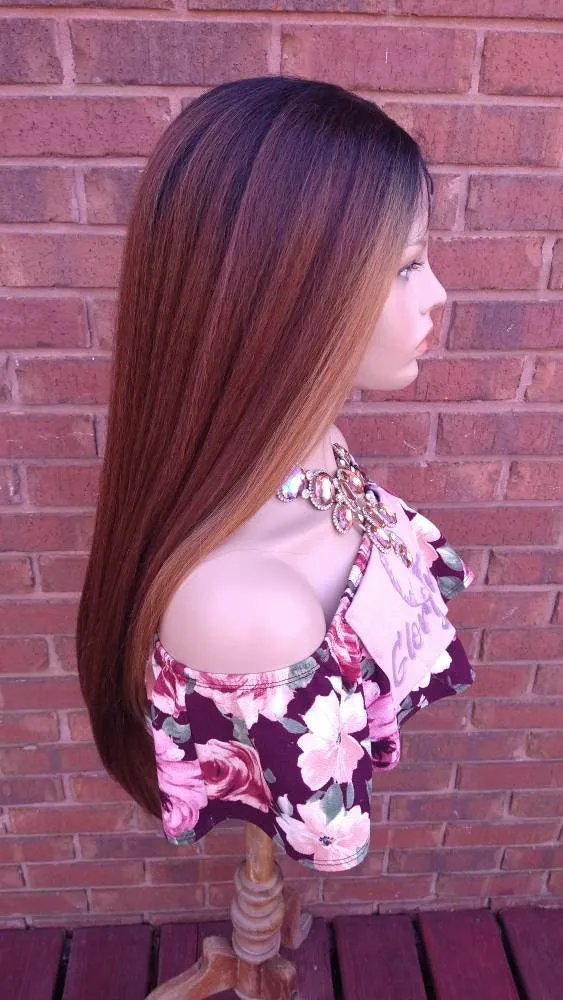 Kinky Straight Lace Front Wig | HD Lace Wig | Natural Yaki Straight Wig | Ombre Auburn Wig, Glory Tress, African American Wig -  GRACEFUL