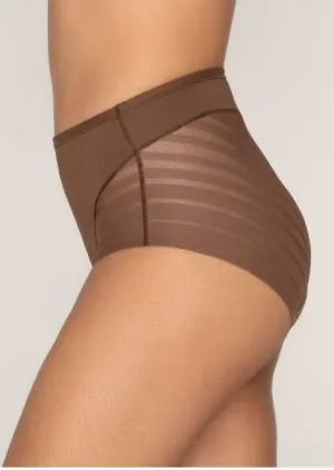 Lace Stripe Undetectable Classic Shaper Panty - Dark Brown