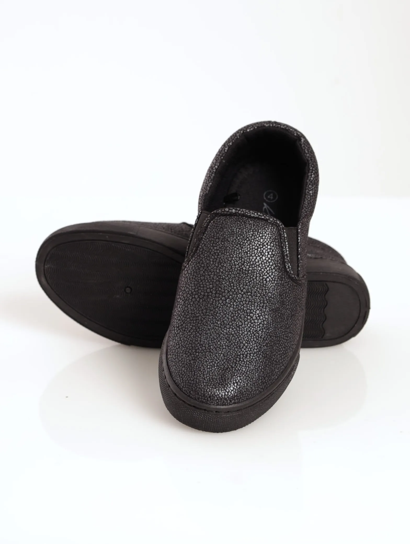 Ladies Metallic Spotted Slip-On Sneaker - Black