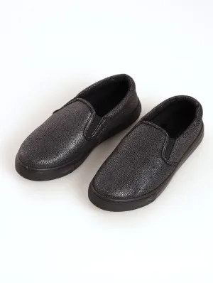 Ladies Metallic Spotted Slip-On Sneaker - Black