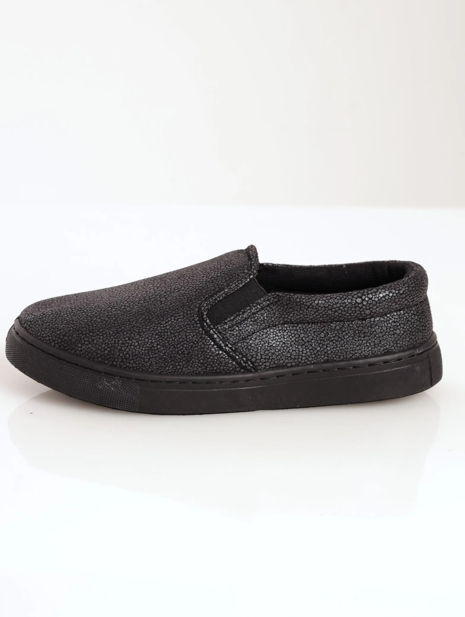 Ladies Metallic Spotted Slip-On Sneaker - Black