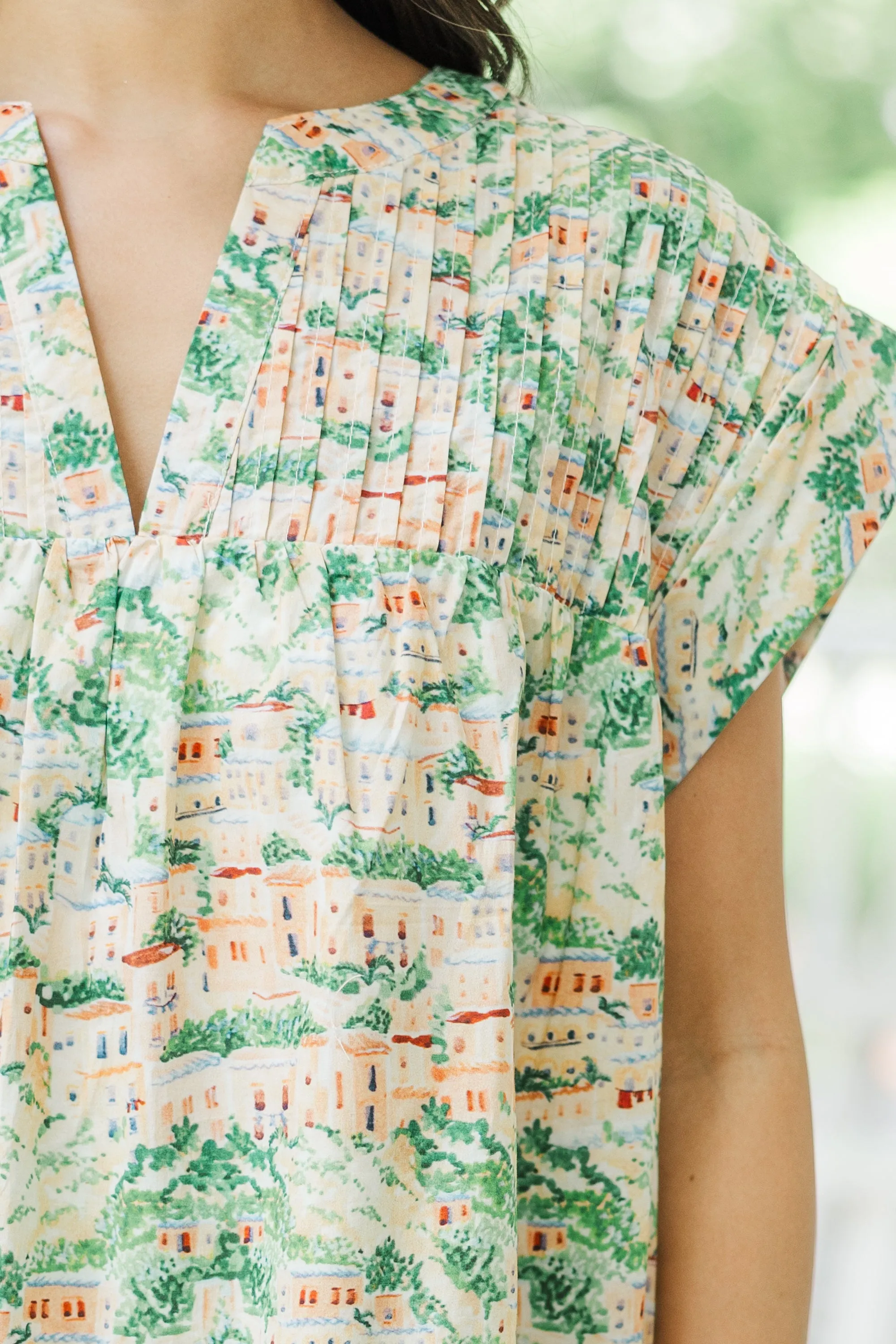 Live The Life Green Toile Dress
