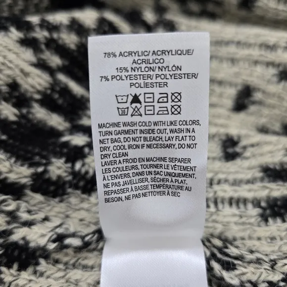 Lucky Brand Cream Black Aztec Western Open Front Drape Cardigan Comfy Sz Medium