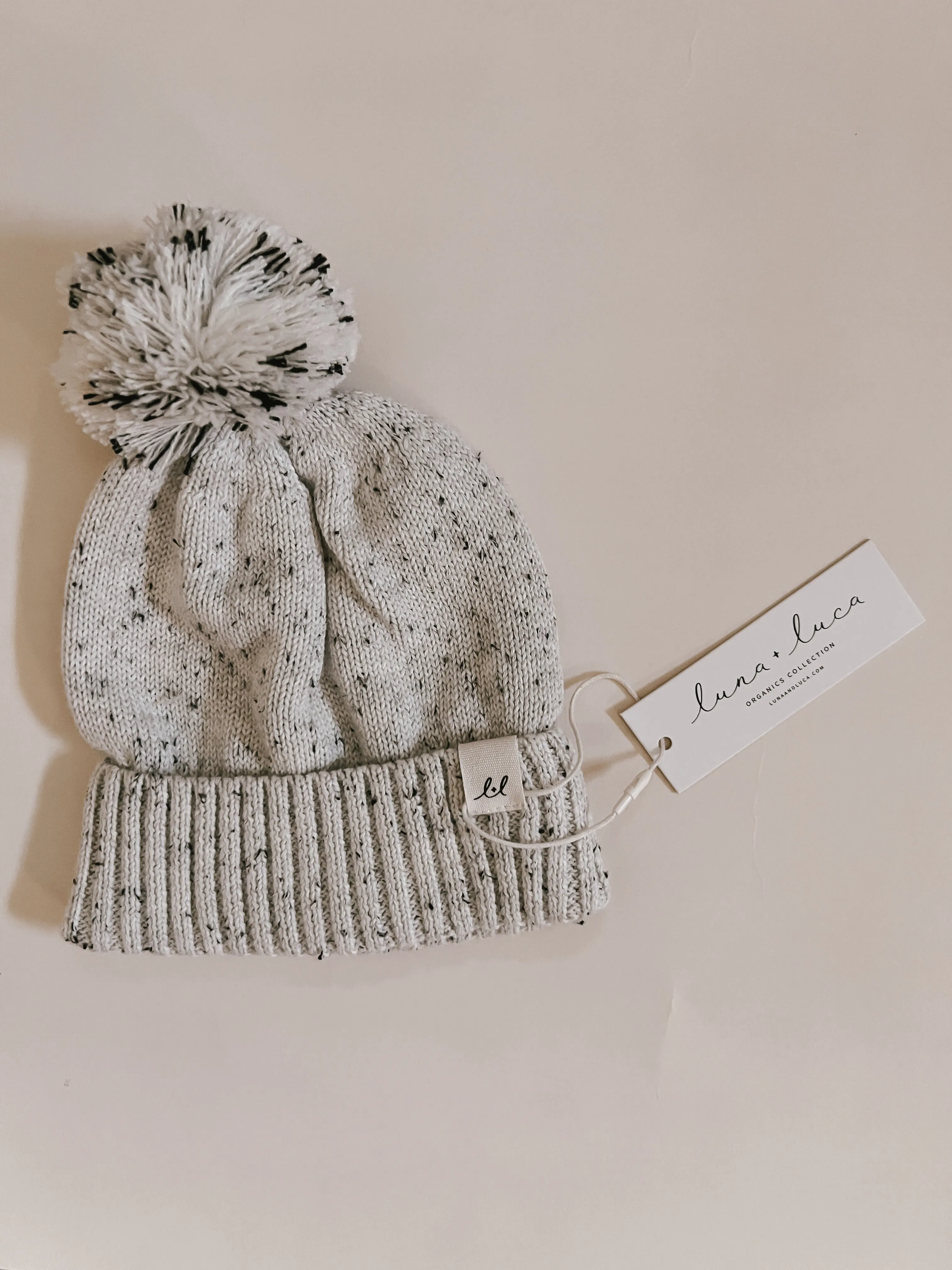 Luna   Luca Pom Beanie - Black Speckle