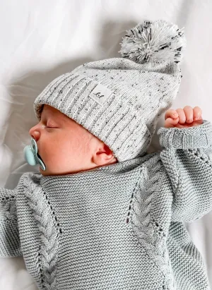 Luna   Luca Pom Beanie - Black Speckle