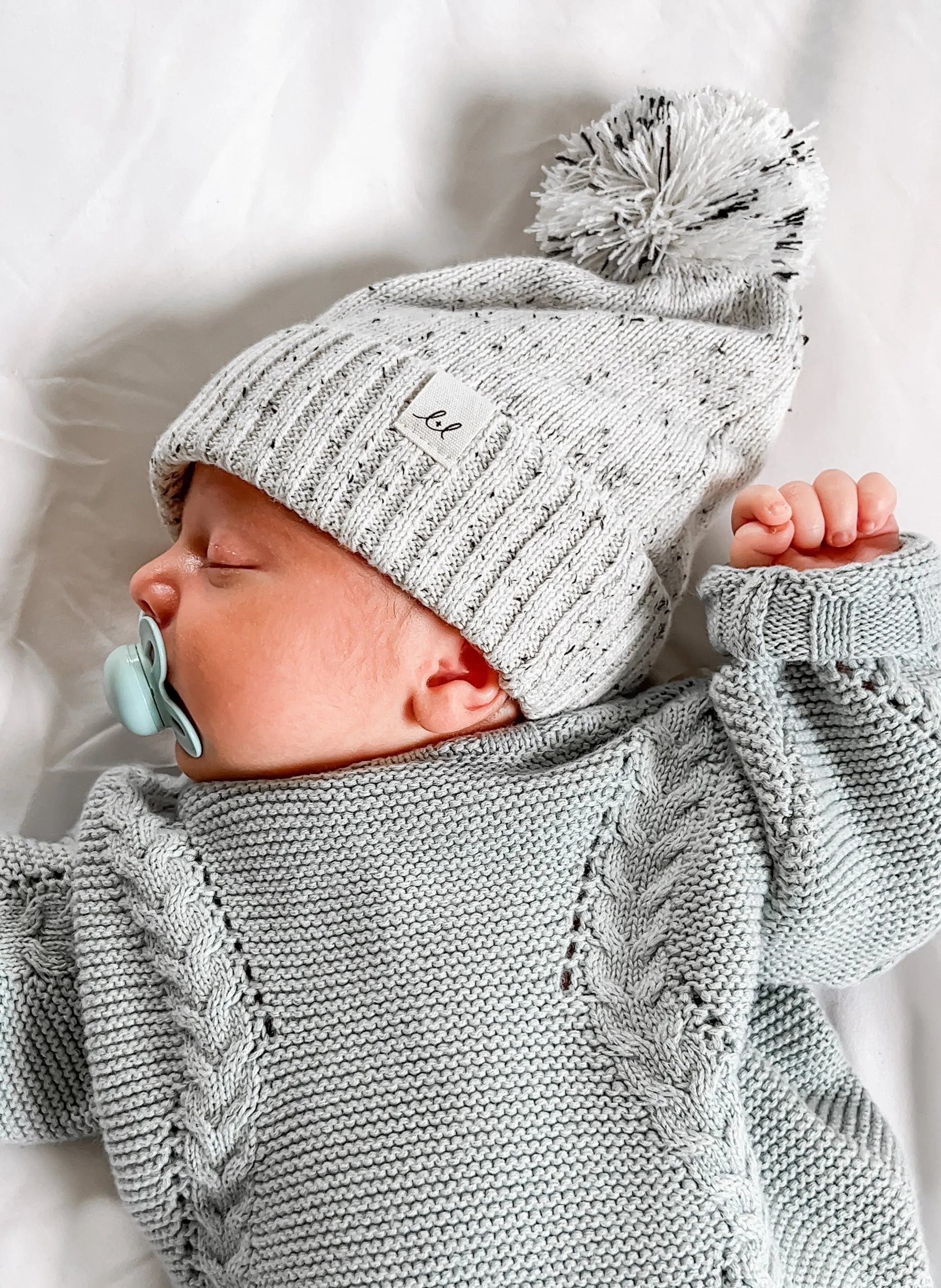 Luna   Luca Pom Beanie - Black Speckle