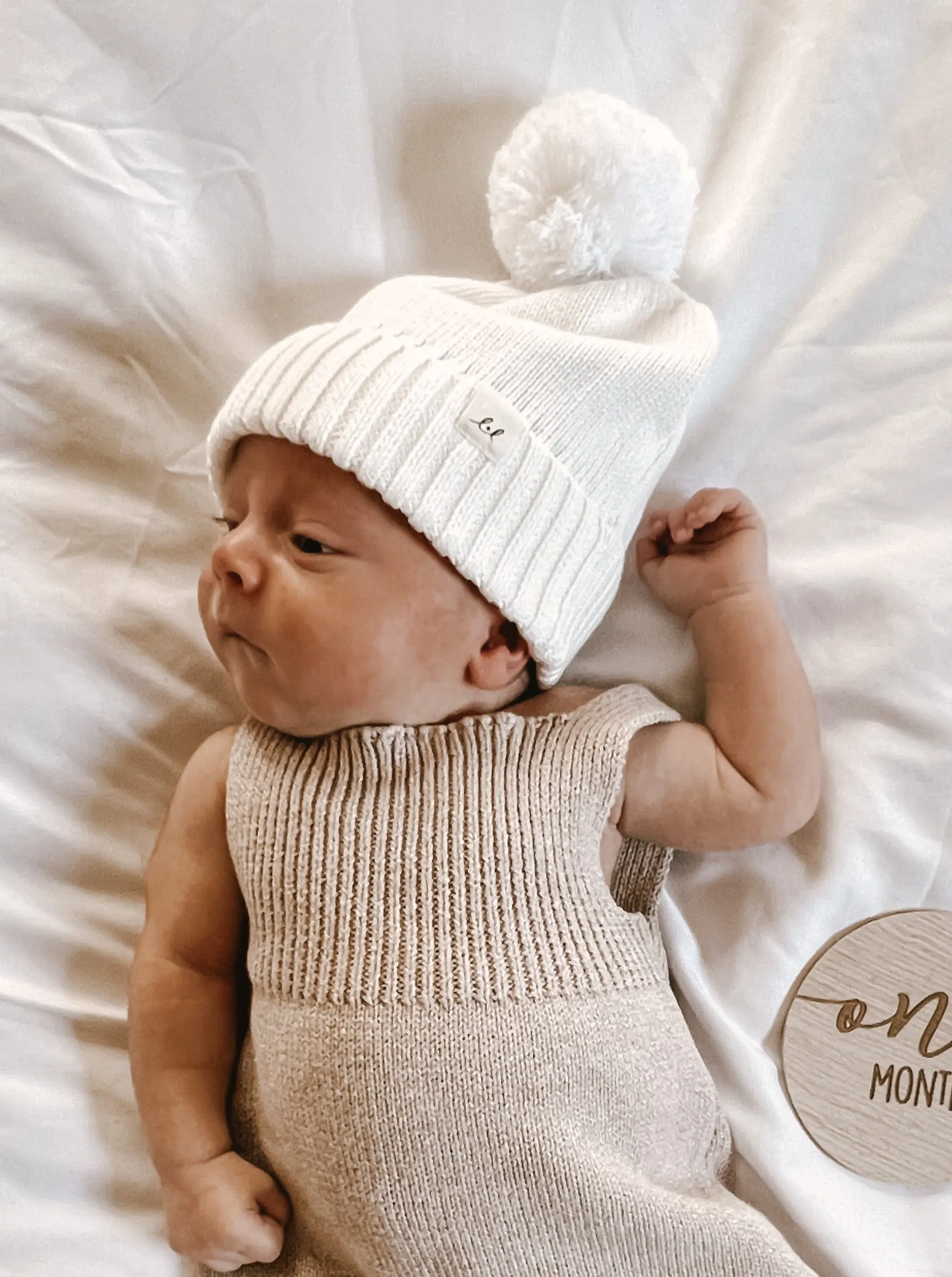 Luna   Luca Pom Beanie - White