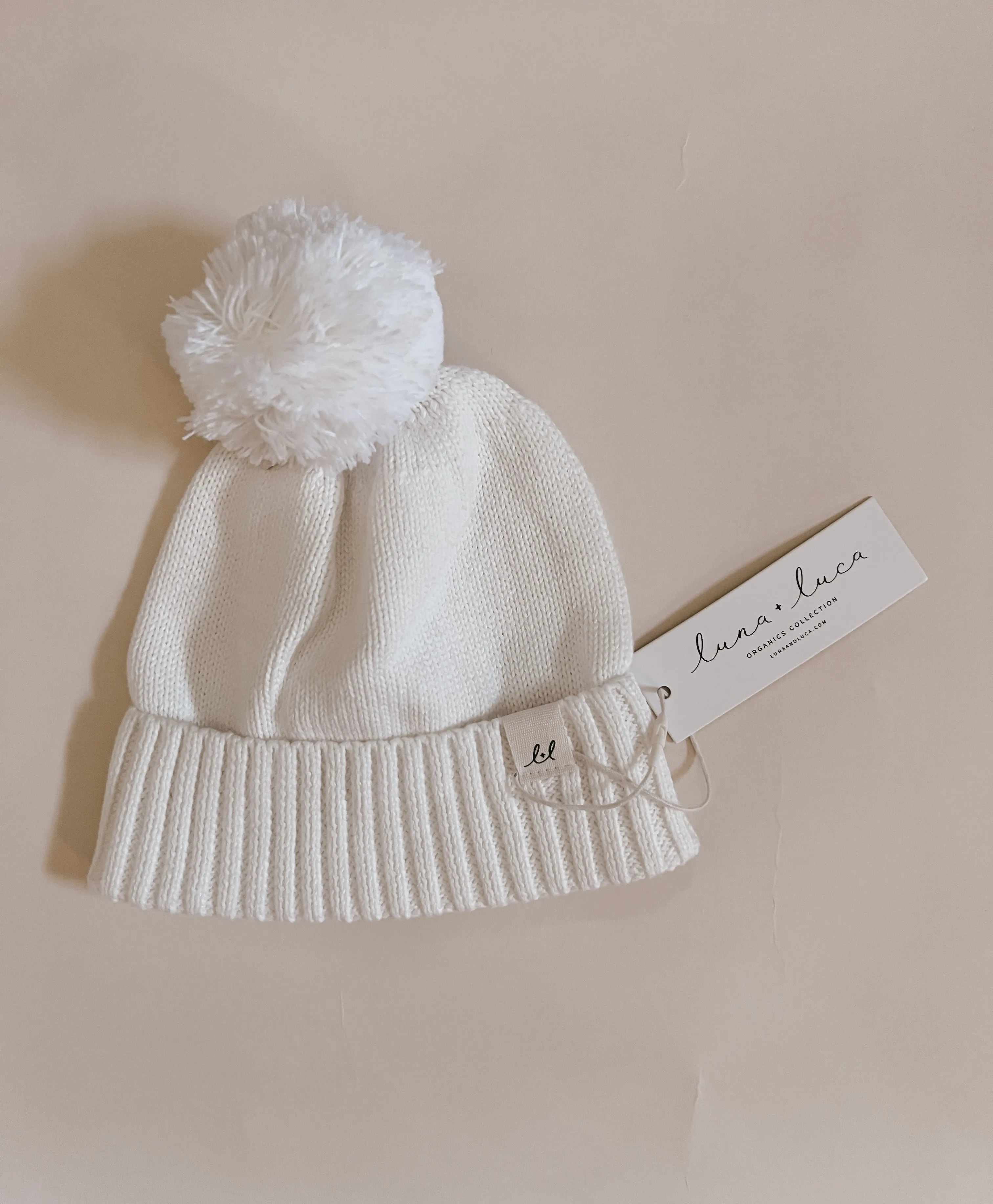 Luna   Luca Pom Beanie - White