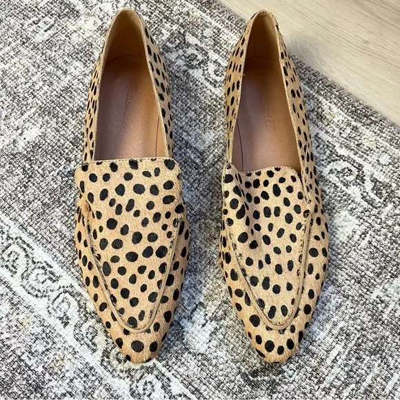 Madewell The Frances Skimmer Loafer Dotted Calf Hair Animal Print Size 8 Preppy