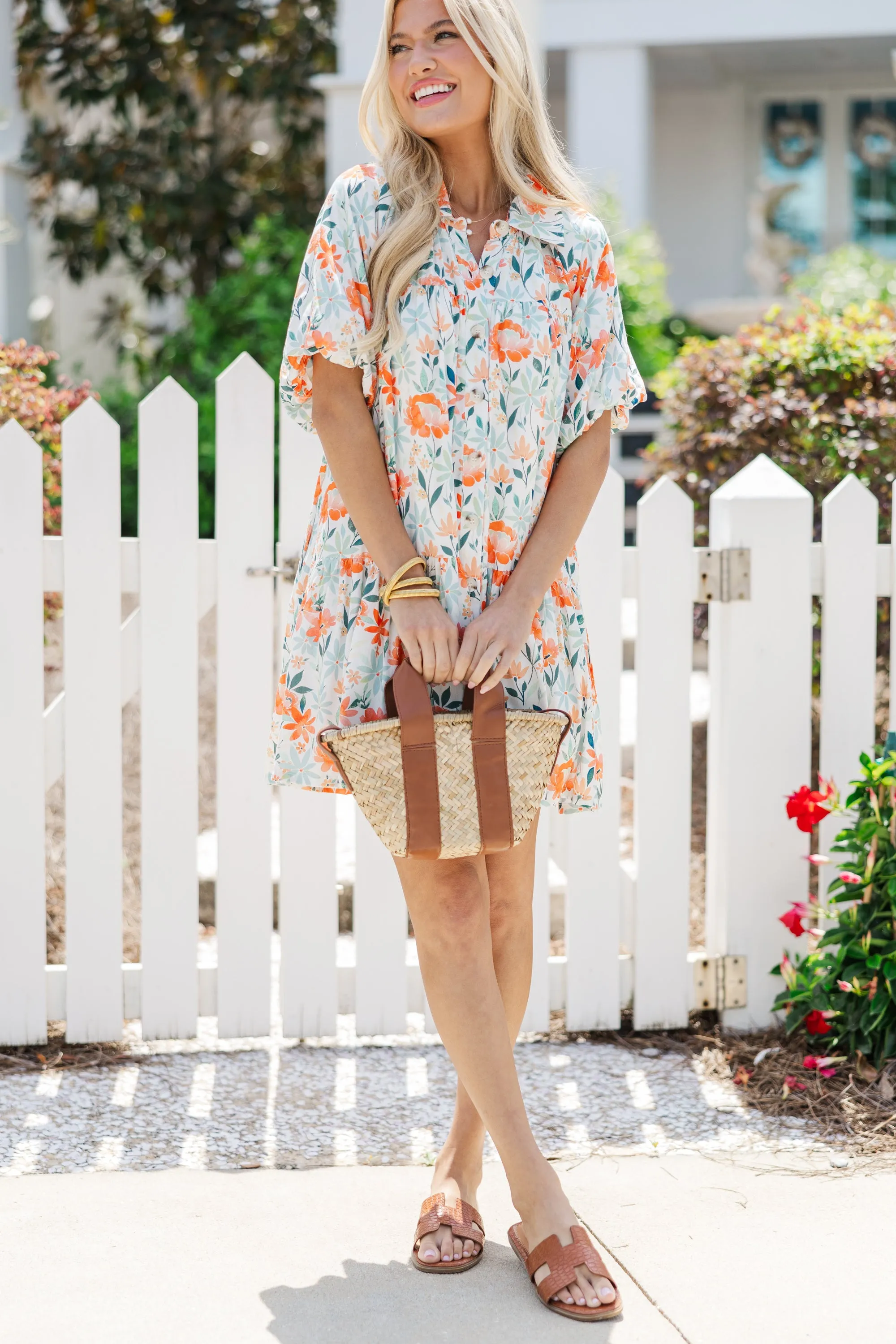 Make It Happen Orange Floral Dress
