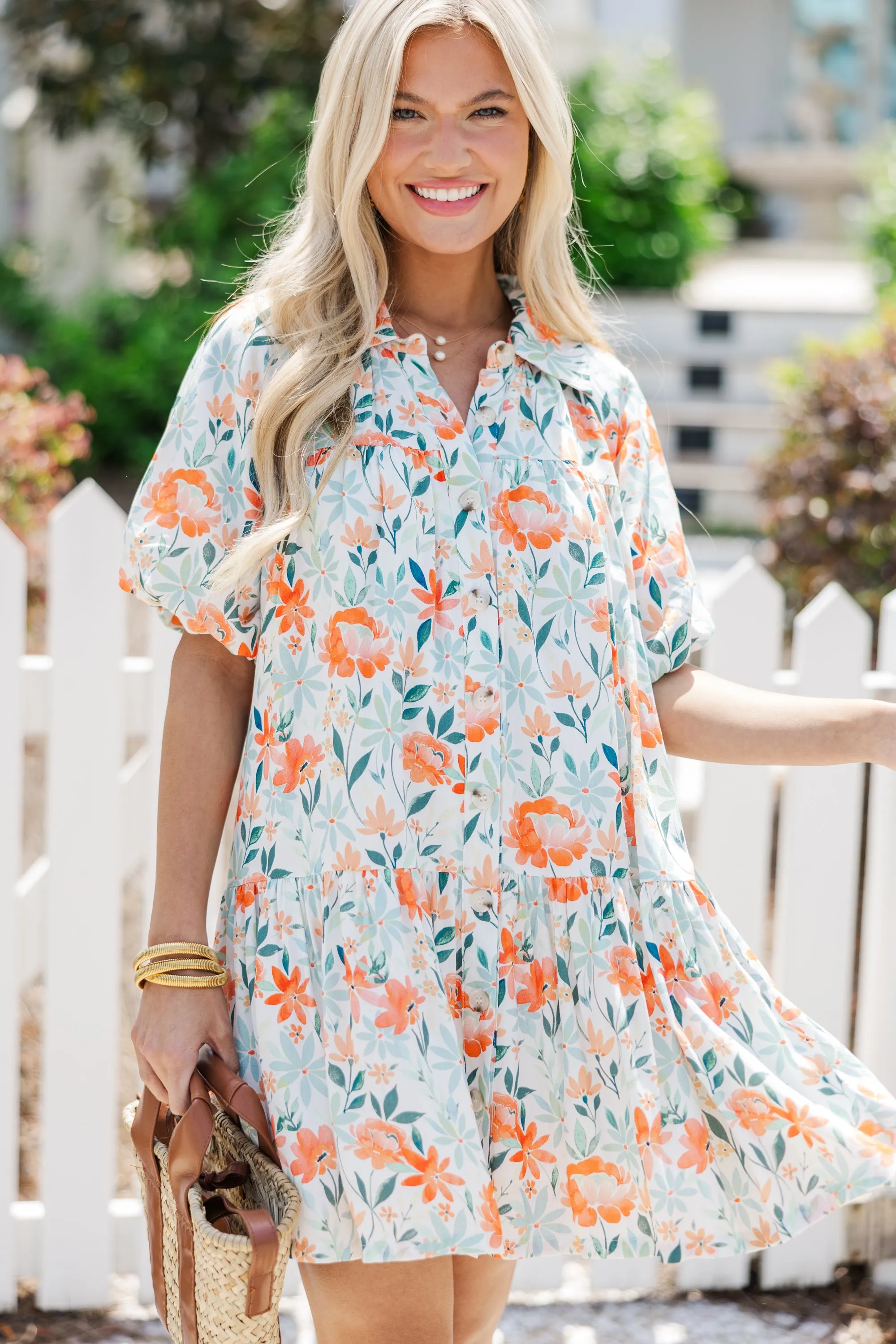 Make It Happen Orange Floral Dress