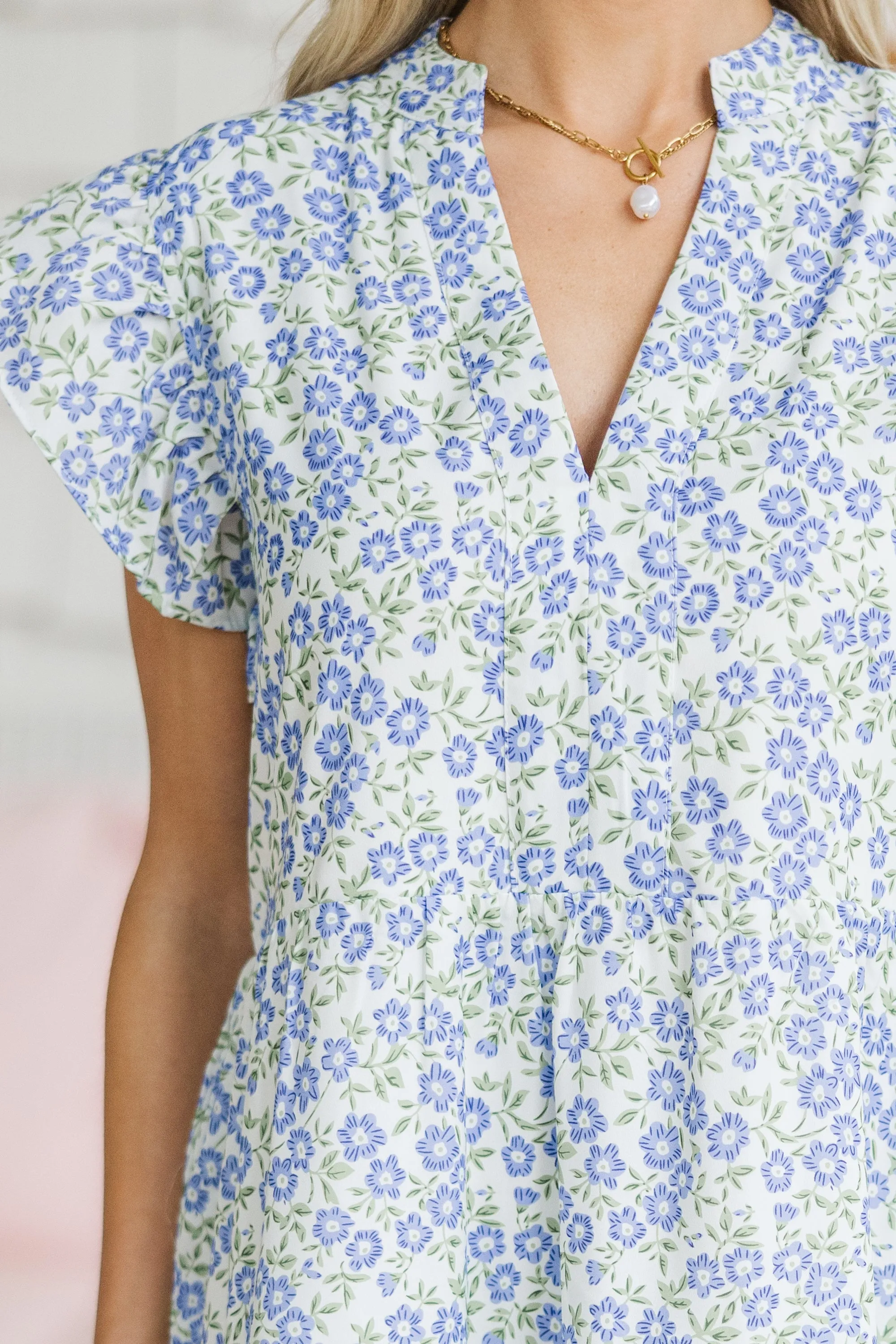 Make It Your Own Purple Ditsy Floral Tiered Dress