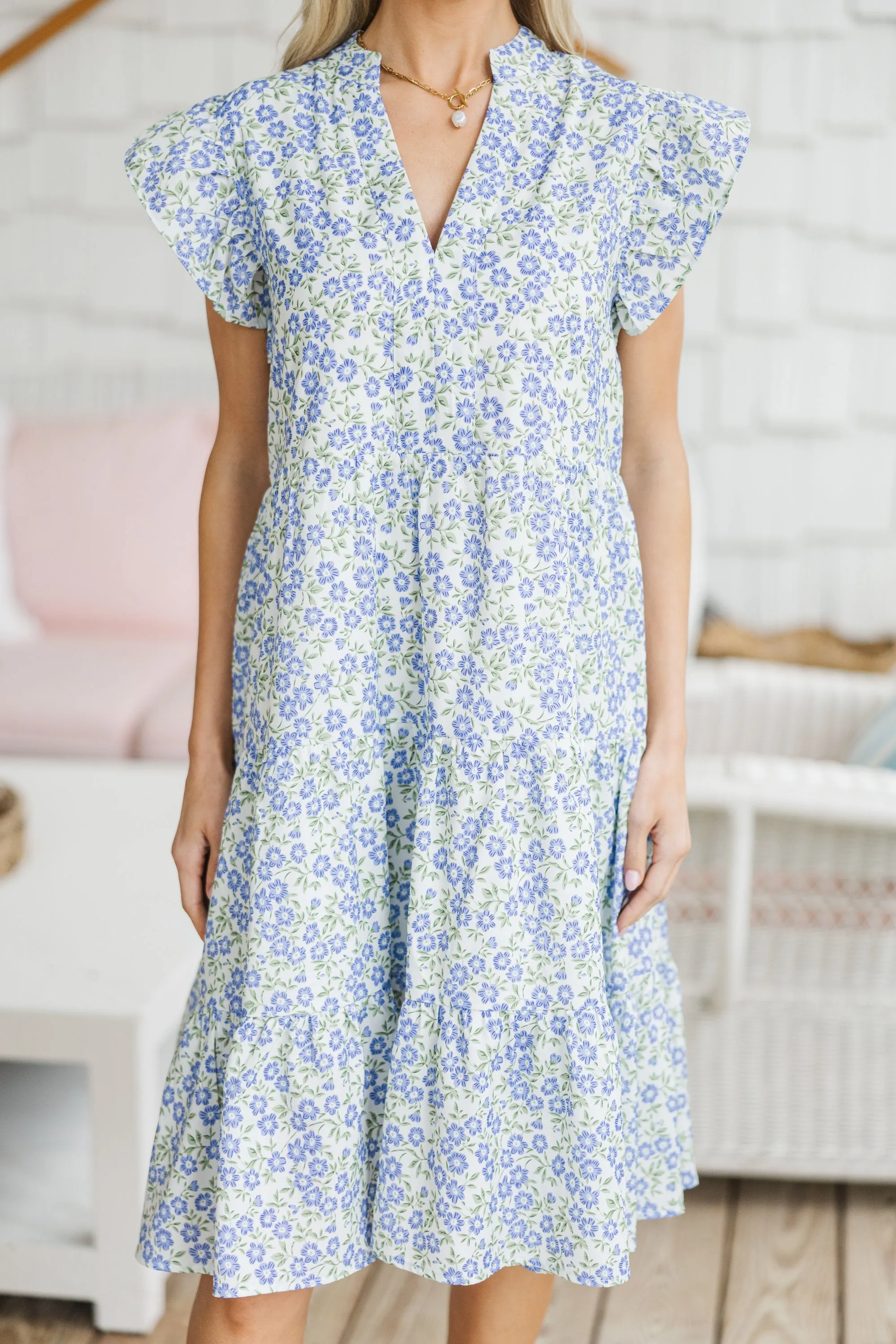 Make It Your Own Purple Ditsy Floral Tiered Dress